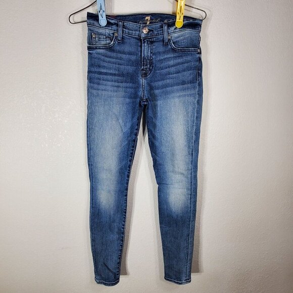 7 For All Mankind Womans Size 26 The Skinny Mid-Rise Jeans Light Wash Denim - Picture 13 of 13